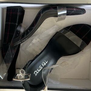 Dolls Kill Plaid Heels with Clear Straps